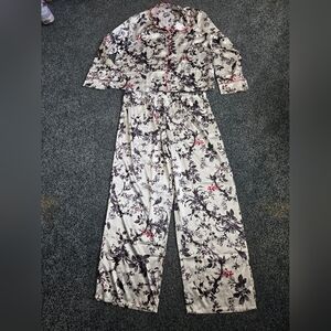Floral Pajama Set with Red Accents